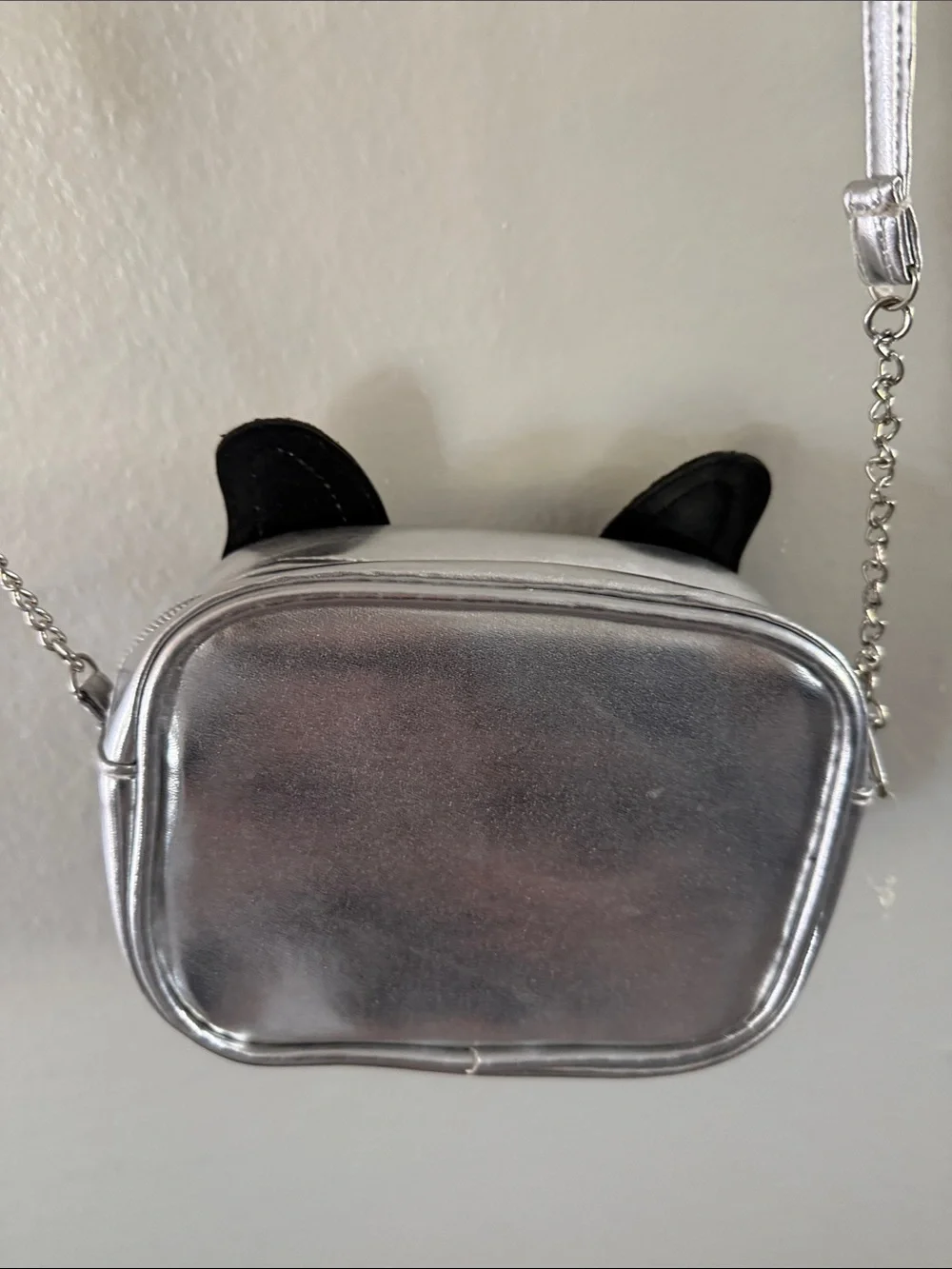 Young girls Black, Cream & Pink Plush Dog Face Crossbody Bag